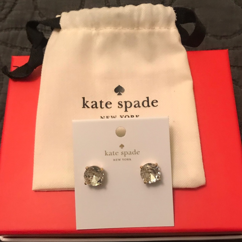 Kate Spade Large Diamond Gold Earrings with bag